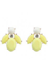 Korean Version Of The Candy-colored Rhinestone Sweet Petals Earrings