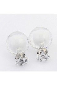 Korean Fashion Transparent Glass Bulb Color Crystal Ball Double-sided Earrings