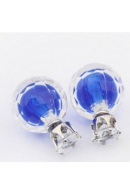 Korean Fashion Transparent Glass Bulb Color Crystal Ball Double-sided Earrings