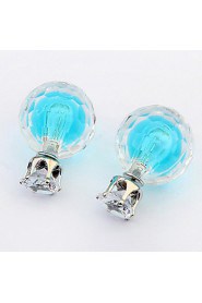 Korean Fashion Transparent Glass Bulb Color Crystal Ball Double-sided Earrings