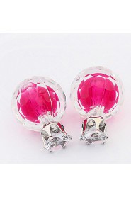 Korean Fashion Transparent Glass Bulb Color Crystal Ball Double-sided Earrings