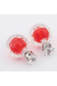 Korean Fashion Transparent Glass Bulb Color Crystal Ball Double-sided Earrings