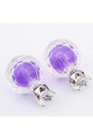 Korean Fashion Transparent Glass Bulb Color Crystal Ball Double-sided Earrings