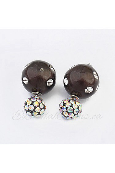 Fashion Candy Colored Rhinestones To Wear On Both Sides Earrings