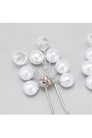 Women's / Flower Girl's Rhinestone / Alloy / Imitation Pearl Headpiece-Wedding / Special Occasion Hair Pin 3 Pieces Clear Round