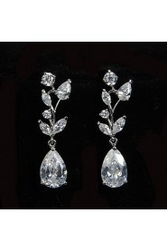 Drop Earrings Women's Platinum Earring Cubic Zirconia