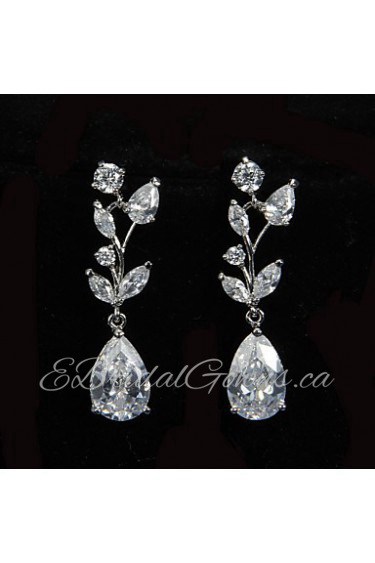 Drop Earrings Women's Platinum Earring Cubic Zirconia