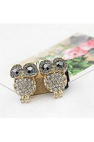 Diamond Alloy Owl Stud Earrings