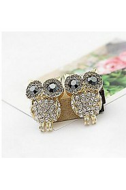 Diamond Alloy Owl Stud Earrings