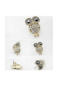 Diamond Alloy Owl Stud Earrings