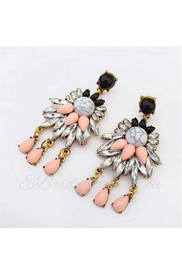 Hot Design Lady Bib Statement Rhinestone Clear Crystal Long Ear Earring