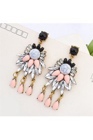 Hot Design Lady Bib Statement Rhinestone Clear Crystal Long Ear Earring