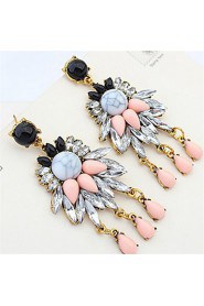 Hot Design Lady Bib Statement Rhinestone Clear Crystal Long Ear Earring