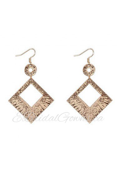 Nightclubs Style Hollow Square Metallic Shiny Earrings