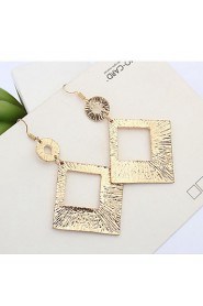 Nightclubs Style Hollow Square Metallic Shiny Earrings