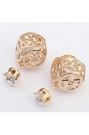 Hollow Five-pointed Star Pattern With Rhinestone Earrings Personalized Double-sided Earrings