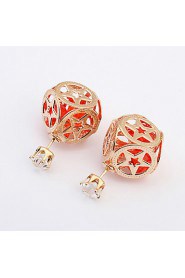 Hollow Five-pointed Star Pattern With Rhinestone Earrings Personalized Double-sided Earrings