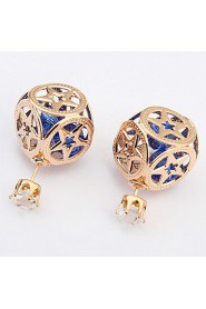 Hollow Five-pointed Star Pattern With Rhinestone Earrings Personalized Double-sided Earrings