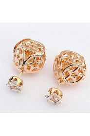 Hollow Five-pointed Star Pattern With Rhinestone Earrings Personalized Double-sided Earrings