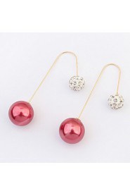 Simple And Elegant Refined Ultra-flash With Diamonds Earrings Pearl Ball Bridal Accessories