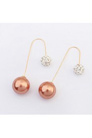 Simple And Elegant Refined Ultra-flash With Diamonds Earrings Pearl Ball Bridal Accessories