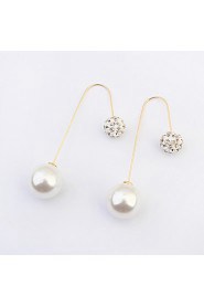 Simple And Elegant Refined Ultra-flash With Diamonds Earrings Pearl Ball Bridal Accessories