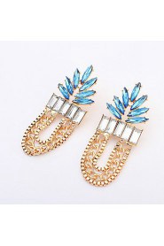 Exaggerated Leaf Earrings Fashion Alloy Crystal Upscale Earrings