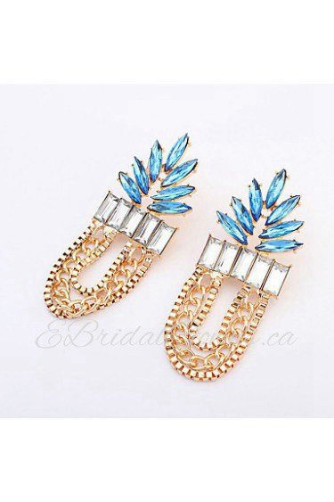 Exaggerated Leaf Earrings Fashion Alloy Crystal Upscale Earrings