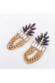 Exaggerated Leaf Earrings Fashion Alloy Crystal Upscale Earrings