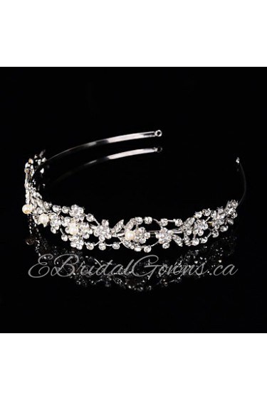 Bridal Crown Silver Tiara Queen Flower Leaf Butterfly Crystal/Diamond Flower Hairclips Headpiece Wedding/Party