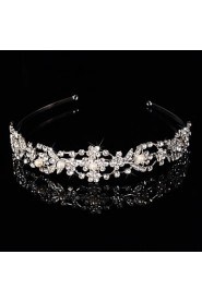 Bridal Crown Silver Tiara Queen Flower Leaf Butterfly Crystal/Diamond Flower Hairclips Headpiece Wedding/Party