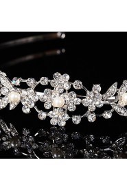 Bridal Crown Silver Tiara Queen Flower Leaf Butterfly Crystal/Diamond Flower Hairclips Headpiece Wedding/Party