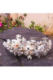 Women Rhinestone Metallic Flower Headbands With Wedding/Party Headpiece