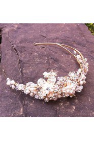 Women Rhinestone Metallic Flower Headbands With Wedding/Party Headpiece