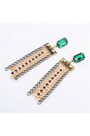 Retro Tassel Drop Earrings New Coming Charm Design Gold Color Big Rhinestone Long Drop Earrings