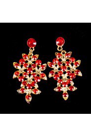 Red Alloy Wedding/Party Jewelry Set With Rhinestone