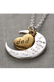 Fashion Word Dad I Love You To The Moon and Back Personalized Gift Moon Heart Necklace