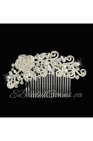 Vintage Wedding Party Bridal Bridesmaid Diamond/Rhinestone/Crystal Rose Flower Bridal Hair Comb For Women