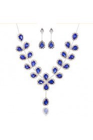 Ladies'/Women's Alloy Wedding/Party Jewelry Set With Rhinestone Royalblue