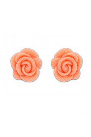 Korean Version Of The Lovely Ladies Rose Flowers Pure Color Earrings