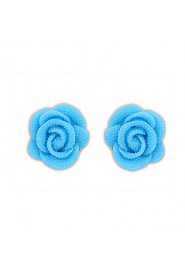 Korean Version Of The Lovely Ladies Rose Flowers Pure Color Earrings