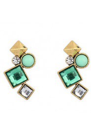 Punk Personality Irregular Green Crystal Earrings