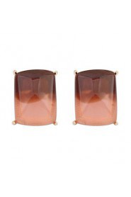 Fashion Gradient Color Squares Chocolate Earrings