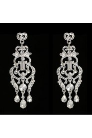 Vintage Women's Earrings Crystal Zircon Diamond Silver Earring For Wedding Bridal