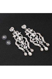 Vintage Women's Earrings Crystal Zircon Diamond Silver Earring For Wedding Bridal