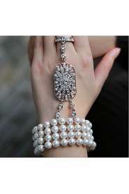 Pearl Rhineston Bracelet Wrist Corsage Ring for Party & Wedding (1 pc)