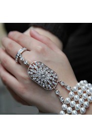 Pearl Rhineston Bracelet Wrist Corsage Ring for Party & Wedding (1 pc)