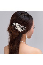 Bride's Pearl Rhinestone Hair Comb Wedding Hair Jewelry Accessories 1 PC