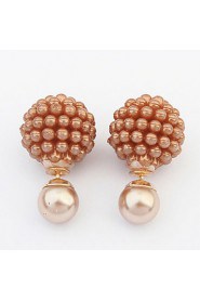 Double Sided Fashion Pearl Earrings Western Pop Candy Color Earrings