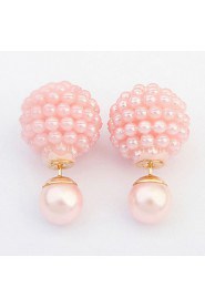 Double Sided Fashion Pearl Earrings Western Pop Candy Color Earrings